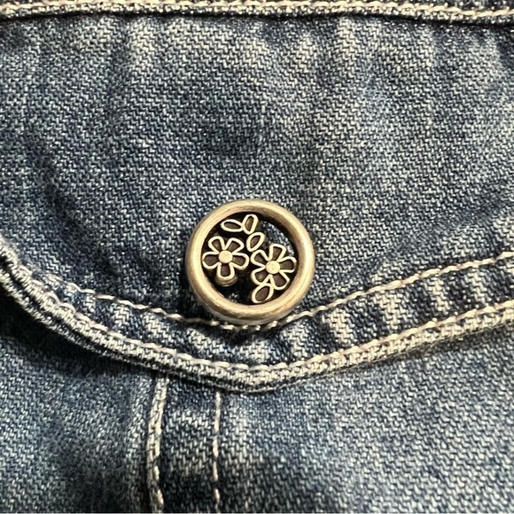 Bobbie Brooks denim jean vest shirt embroidered collar button down L. - Picture 11 of 14